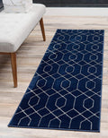 Unique Loom Marilyn Monroe Glam Collection Area Rug - Trellis (2' x 6' Runner, Navy Blue Silver/ Silver)