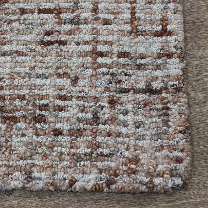 Hand Tufted Wool ECO-Friendly Area Rugs - 2'6''x11', Runner Shape, Beige & Brown, Solid Plain Design, High Pile Thick Handmade Area Rugs for Living Room, Bed Room (KWC111)