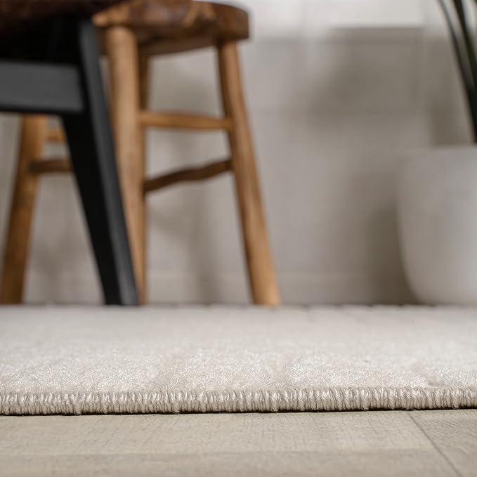 JONATHAN Y Hallie High-Low Curve Ivory/Cream 7x7 Square Indoor/Outdoor Area Rug, Minimalist, Pet Friendly, Non-Shedding, Stain Resistant, Hose-Washable for Backyard, Patio, Porch (SCN100B-7SQ)