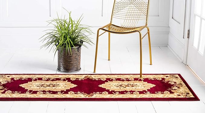 Unique Loom Versailles Collection Traditional Classic Floral Motif Area Rug (2' 7 x 10' 0 Runner, Burgundy/ Ivory)
