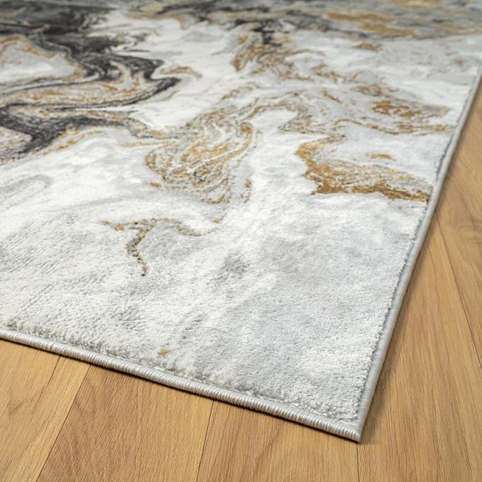 LUXE WEAVERS Marble Swirl Abstract Area Rug, Smoke 5x7