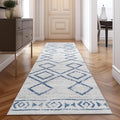 jinchan Hallway Runner Rug 3x10 - Moroccan Kitchen Machine Washable Runner Rug Modern Geometric Soft Faux Wool Ultra-Thin Low-Pile Non-Slip Carpet for Laundry Room Bedroom Farmhouse (3x10ft, Blue)