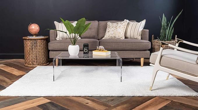 Unique Loom Solo Collection Area Rug - Calabasas (2' 2" x 3' 1" Rectangle, Snow White)