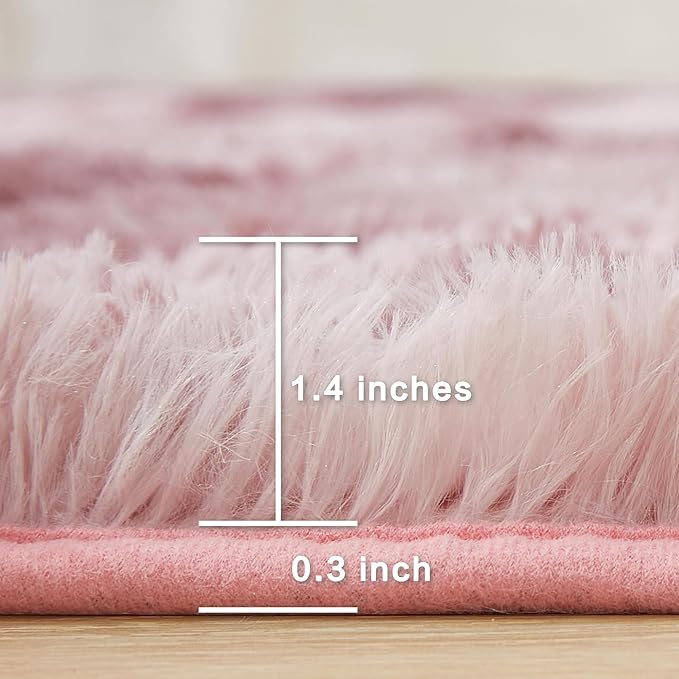 Andency Soft Area Rugs for Living Room Bedroom, 5x8 Fluffy Shaggy Bedside Rug, Non-Slip Large Shag Fuzzy Plush Carpets for Bedroom Kids Dorm Nursery Home Decor Aesthetic, Tie-Dyed Dusty Pink
