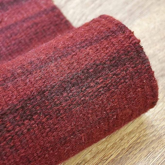 Rugsotic Carpets Hand Woven Flat Weave Kilim Wool ECO-Friendly Area Rugs - 7'x9', Rectangle Shape, Dark Red Color, Solid Plain Design, Low Pile Handmade Rugs for Living Room, Bed Room (D00111)