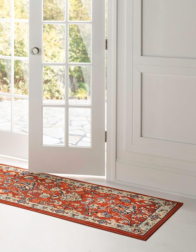 Unique Loom Sialk Hill Collection Area Rug - Washington (2' 7" x 10' Runner Terracotta/Cream)