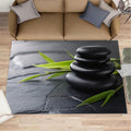 Zen Buddhism Rugs for Bedroom - 5x8 Area Rug - Black Zen Dianthus Leaf Rugs for Living Room, Meditation Yoga Rug, Washable Home Decor Carpet