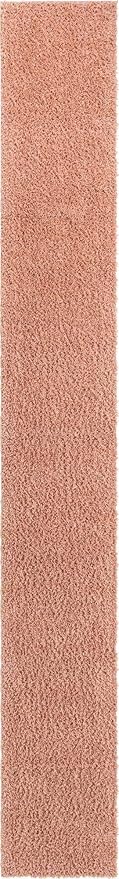 Unique Loom Davos Shag Collection Area Rug - Solid (2' 7" x 20' Runner, Dusty Rose)