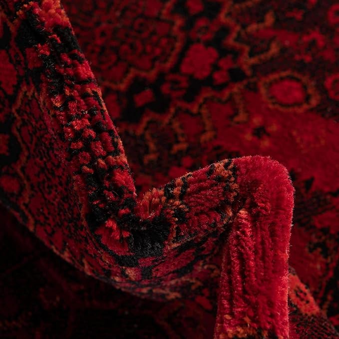 Unique Loom Tekke Collection Area Rug - Sheibani (5' Round, Red/ Black)