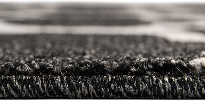 Rugs.com Lattice Collection Rug – 7' x 10' Black Medium Rug Perfect for Bedrooms, Dining Rooms, Living Rooms