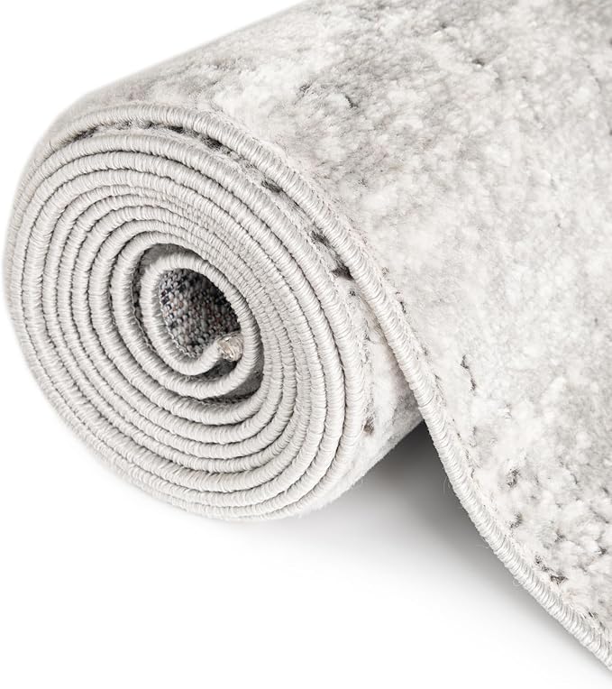 Rugs.com Leipzig Collection Rug – 8 Ft Square Gray Low-Pile Rug Perfect for Living Rooms, Kitchens, Entryways