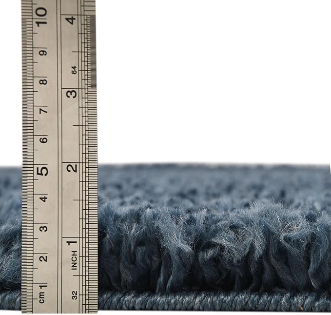 Unique Loom Davos Shag Collection Area Rug - Solid (2' 7" x 10' Runner, Marine Blue)
