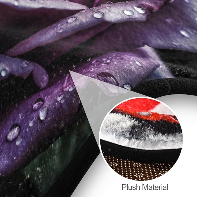 Washable Non-Slip Round Rug Purple Rose Pattern, Perfect for Home Decor Indoor/Outdoor Use, Ideal for Living Room, Bedroom, Dorm Room, Office, and Dining Room.