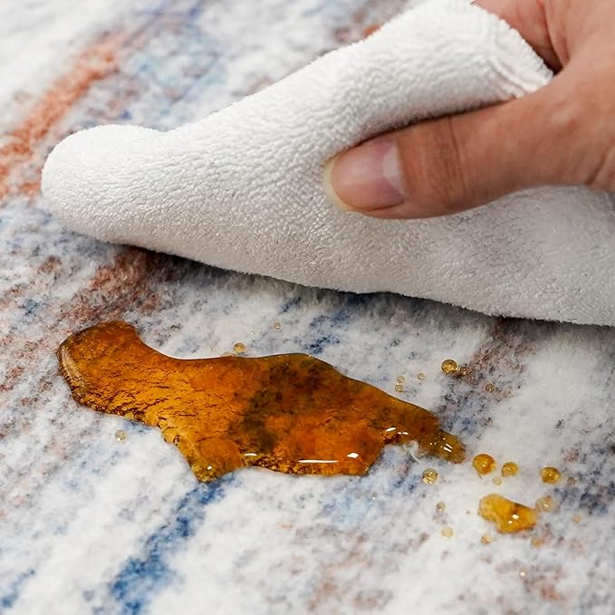 4x12 Runner Rug for Wide Hallway: Long Washable Runners for Entryway Living Room Dining Room - Stain and Water Resistant Rugs with Non-Slip Backing - Soft Low-Pile Carpet Navy Grey