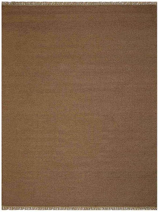 Rugsotic Carpets Hand Woven Flat Weave Kilim Wool 6'x9' Area Rug Solid Cream D00111