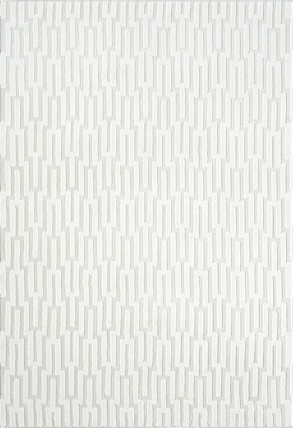 Abani Cream Area Rug for Living Room, Bedroom -Geometric Pattern - 6 x 9 -Durable & Easy to Clean