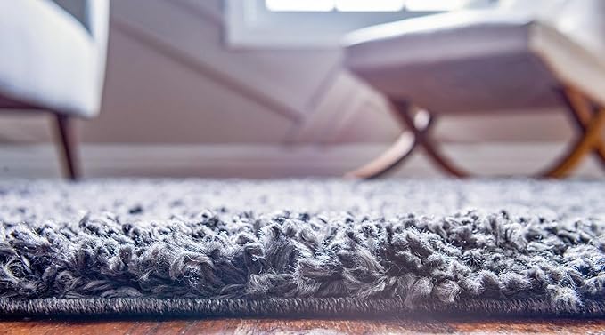 Unique Loom Davos Shag Collection Area Rug - Solid (9' 10" Round, Peppercorn)