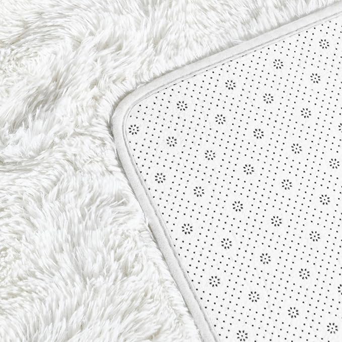 Large Shag Area Rugs 9 x 12, Plush Fuzzy Rugs for Living Room, Ultra Soft Fluffy Furry Rug for Bedroom, Indoor Carpet Nursery Rugs for Kids Room Home Decor, Cream White