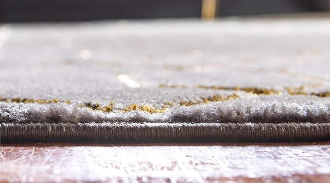 Unique Loom Marilyn Monroe Glam Collection Area Rug - Trellis (2' x 10' Runner, Gray Gold/ Gold)