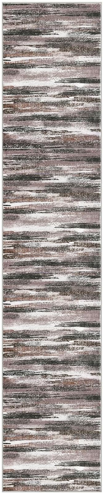 Modern Abstract Runner Rug 2x10, Dark Light Brown White Washable Long Kitchen Runner Non-Slip Soft Hallway Rug Runner Thin Print Faux Wool Carpet for Entryway Bedroom Laundry Room Indoor