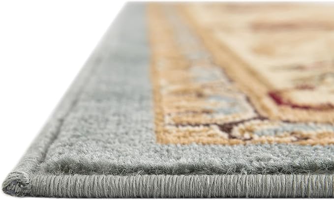 Rugs.com Chateau Collection Rug – 3' x 19' 8 Runner Light Blue Medium Rug Perfect for Hallways, Entryways