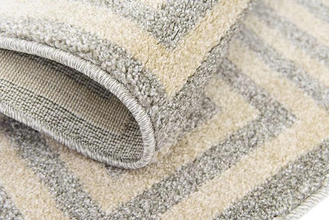 Unique Loom Athens Collection Classic Geometric Modern Border Design Area Rug (2' 0 x 3' 0 Rectangular, Gray/ Beige)