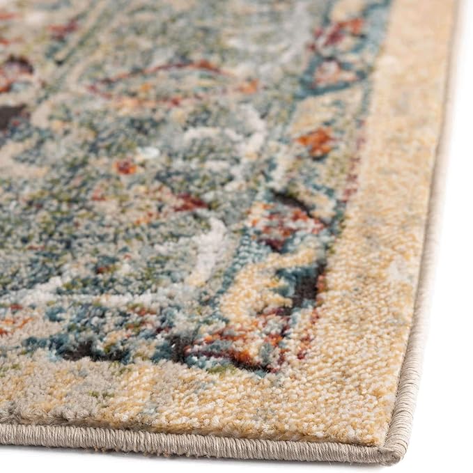 Unique Loom Isabella Collection Area Rug - Rossellini (4' 1" Square, Blue/ Beige)