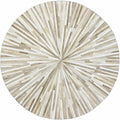 Faux Cowhide Round Area Rug | Non-Slip Leather Floor Carpet for Living Room, Bedroom, and Home Décor | Modern Stylish Accent Rug(Beige_8x8)