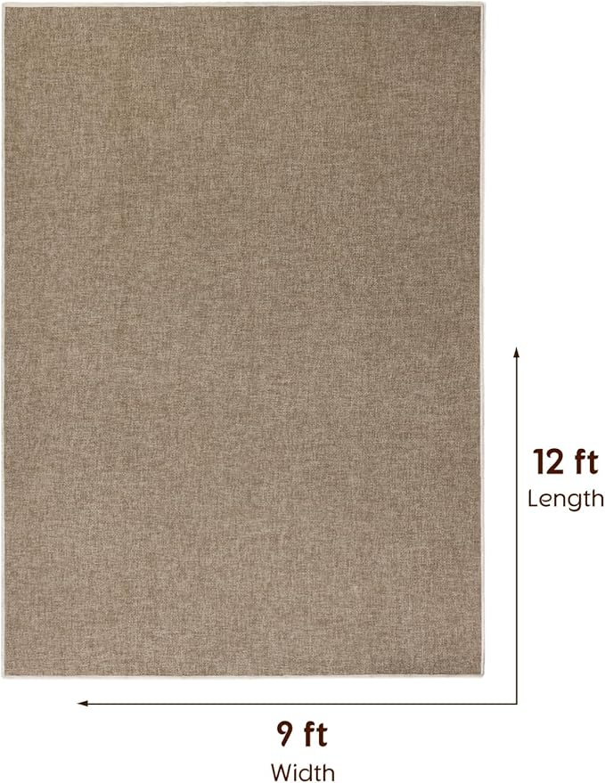 LBRO2M Easy Jute Solid Area Rug 9X12 Washable Rugs for Living Room Bedroom Natural Jute Look Indoor Outdoor Rug Durable, Solid Non Shedding Eco Friendly (9X12 Natural)