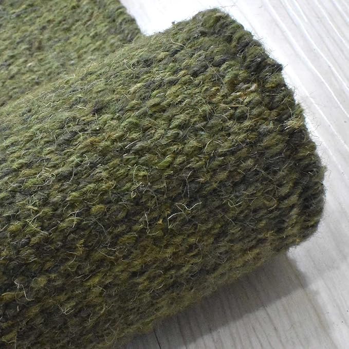 Rugsotic Carpets Hand Woven Flat Weave Kilim Wool ECO-Friendly Area Rugs - 8'x10', Rectangle Shape, Olive Color, Solid Plain Design, Low Pile Handmade Area Rugs for Living Room, Bed Room (D00111)