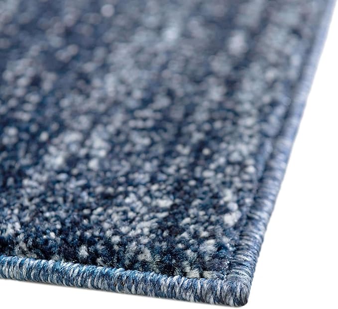 Rugs.com Angelica Collection Rug – 10 Ft Runner Navy Blue Medium Rug Perfect for Hallways, Entryways