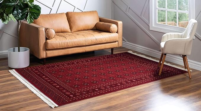 Unique Loom Tekke Collection Over-Dyed Saturated Traditional Torkaman Area Rug, 7 ft x 10 ft, Red/Burgundy