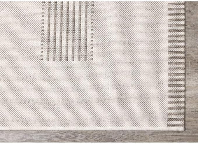 Beige Carpet for Bedroom with Striped Design, 5x7 Washable Boho Rug for Living Room or Versatile Accent to Refresh Any Room Décor
