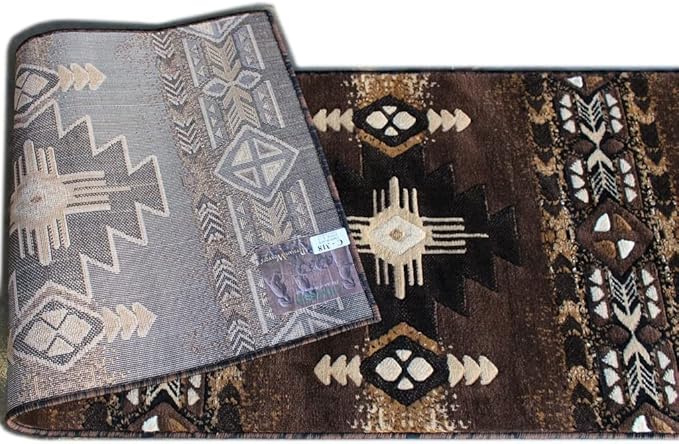 YHSF South West Native American Area Rug C318 - Easy Clean, Thick, Soft, Durable Native Tribal American Indian Inspired Rug for Bedroom/Living Room and More - Chocolate Brown, 2 ft 4 in x 10 ft 11 in