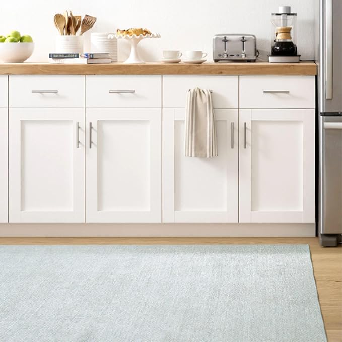 Dash and Albert Herringbone Machine Washable Area Rug - 4' x 6' Swedish Blue - Geometric Accent Rug - Anti-Slip Backing, Lightweight, Machine Washable, High Traffic Areas Kitchen, Mudroom, Entryway