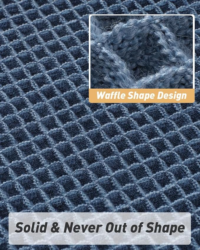 AMOAMI Upgraded Waffle Runner Rug Super Absorbent Non Slip Bath Mats for Bathroom Machine Washable Bathroom Runner Rug with Tassels, Ideal for Hallway Bedroom Laundry Room, 2'x 5'(24" x 60"), Blue
