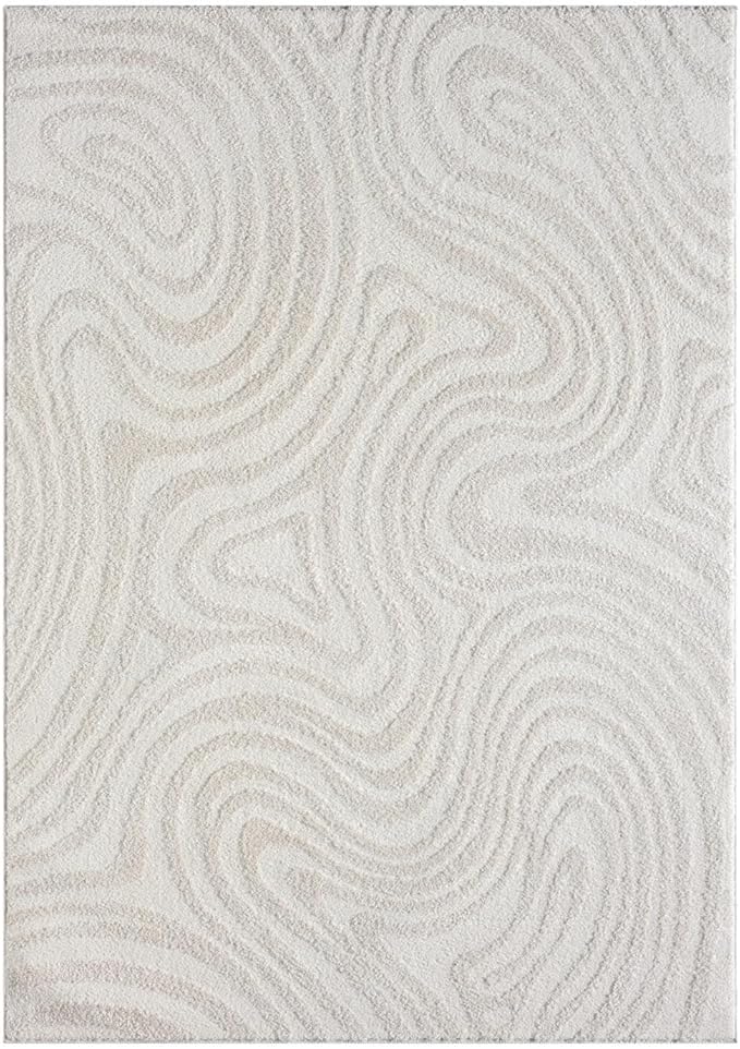 LUXE WEAVERS Geometric Swirl Cream 8x10 Area Rug High Low Modern Carpet