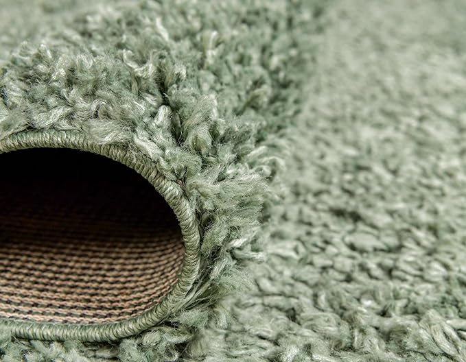 Unique Loom Davos Shag Collection Area Rug - Solid (10' Square, Sage)