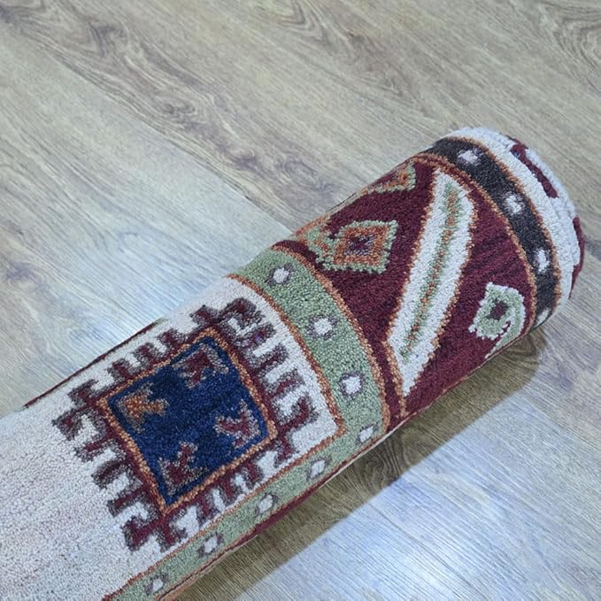 Hand Knotted Wool & Silk ECO-Friendly Oriental Area Rugs - 3'x5', Rectangle Shape, Cream Burgundy Color, Classic Oriental Traditional, Medium Pile Handmade Area Rugs (AF0102)