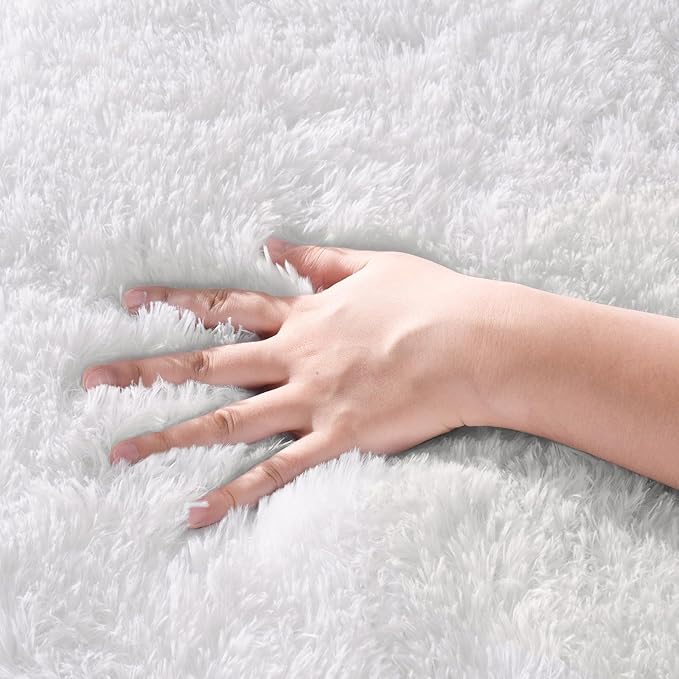Zentavio White Living Room Rugs 9x12 Large Area Rugs for Bedroom Soft Fluffy Furry Shag Aesthetic Carpet Plush High Pile Floor Rug for Nursery Kids Room Dorm Home Decor