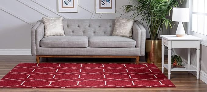 Unique Loom Trellis Frieze Collection Area Rug - Geometric (3' 3" x 5' 3", Red/ Ivory)