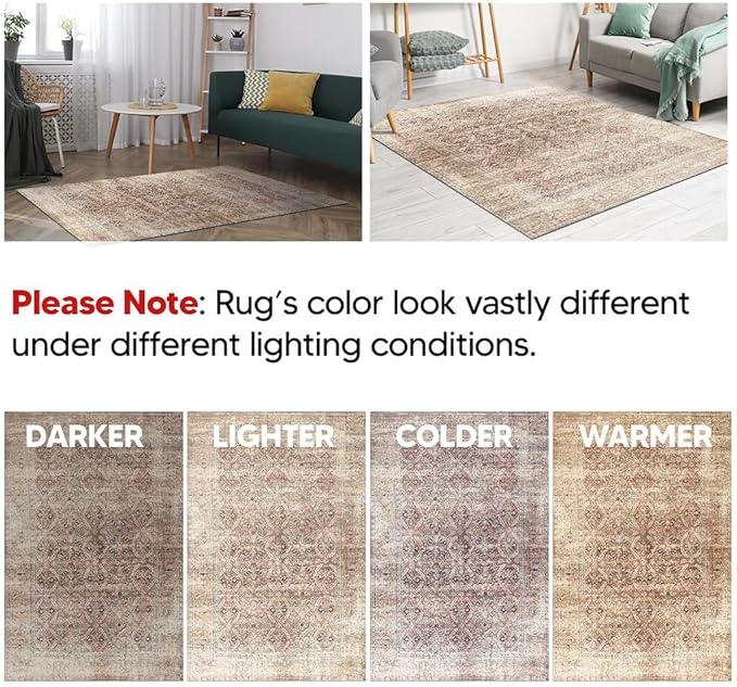 Keen Home Design 2x3 Rug - Machine Washable Entry Rug with Non-Slip Backing, Ideal for Enteryway, Kitchen, Bathroom, Laundry Room - Vintage, Easy Clean, Durable, Low Pile - (2' x 3')