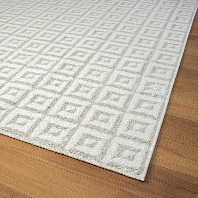 LUXE WEAVERS Geometric Greek Pattern Area Rug, Cream, 8'X10'