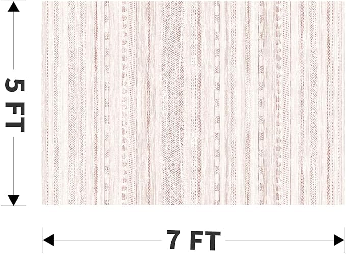 5x7 Pink Area Rugs for Living Room Machine Washable Rug Distressed Girls Nursery Rug Indoor Carpet Neutral Moroccan Boho Ultra Soft Area Rug for Bedroom Dining Room Playroom Office