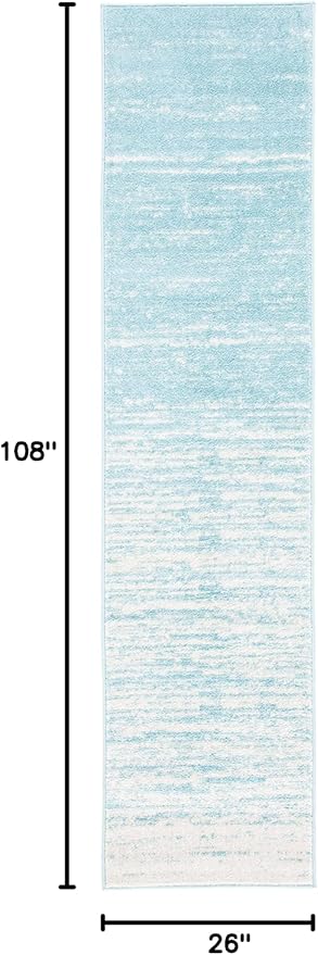 SAFAVIEH Adirondack Collection Runner Rug - 2'2" x 9', Aqua & Ivory, Modern Ombre Design, Non Shedding & Easy to Clean, Ideal for Hallway, Foyer, Kitchen, Entryway, Bedroom (ADR113J)