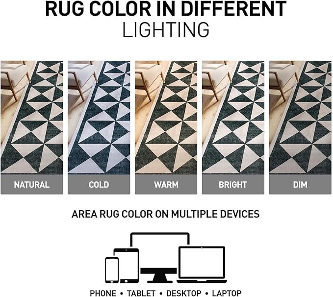 Rugshop Geometric Diamond Washable Non Slip Area Rug 5' x 7' Cream