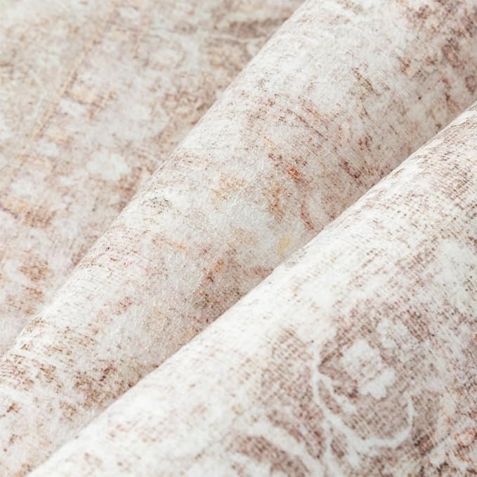 9x12 Beige Area Rug for Living Room Bedroom Neutral Soft Non Slip Rug Low Pile Vintage Distressed Large Carpet for Dining Room Nursery Office Indoor