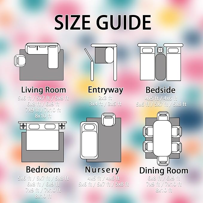 Polka Dots Rugs for Kids Room -Polka Dot Rug, 4x5 ft, Colorful Dots Area Rug, Multicolor Geometric Washable Rugs for Living Room Bedroom, Kids Nursery Playroom Home Decor & Gifts