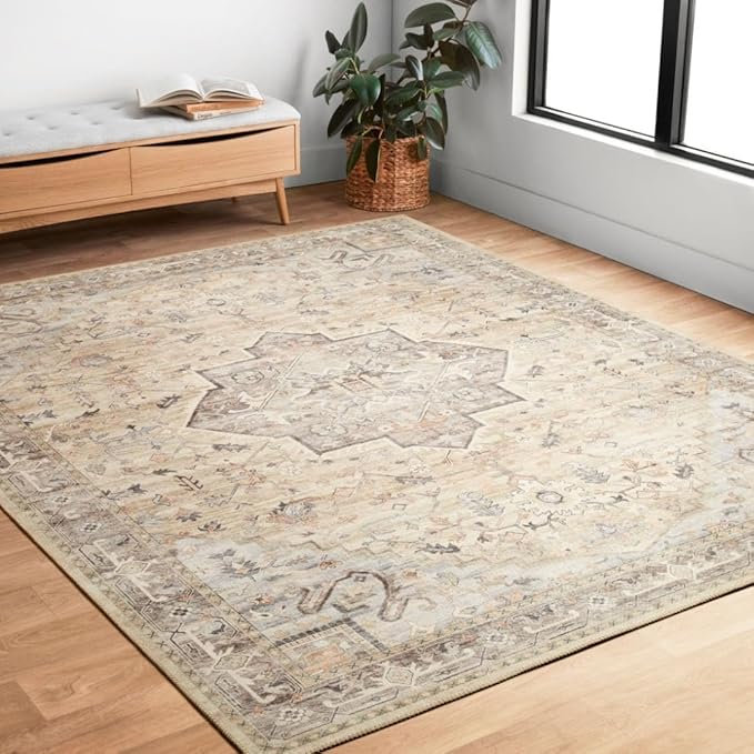 Loloi Hathaway Collection HTH-07 Multi/Ivory 2'-6" x 7'-6", .25" Thick Runner Rug, Soft, Durable, Printed, Modern, Low Pile, Non-Shedding, Easy Clean, Living Room Rug