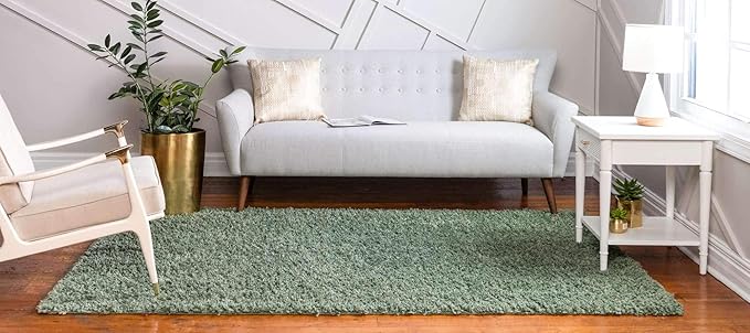 Unique Loom Davos Shag Collection Area Rug - Solid (7' 10" x 10' Rectangle, Sage)
